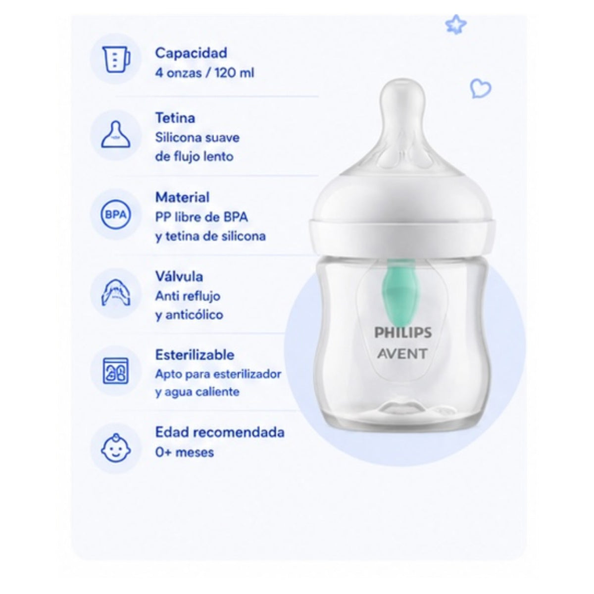 Tetero Philips Avent Natural Response AirFree 4 oz (120 ml) - imagen 3
