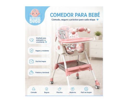 Comedor para Bebé 6 en 1 con Bandeja y Ruedas