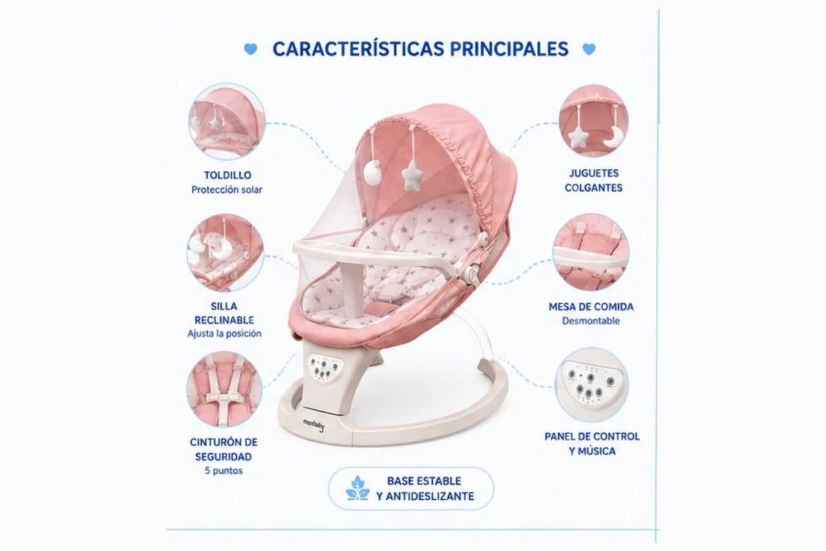 Mecedora Eléctrica para Bebé con Música y Temporizador - imagen 2