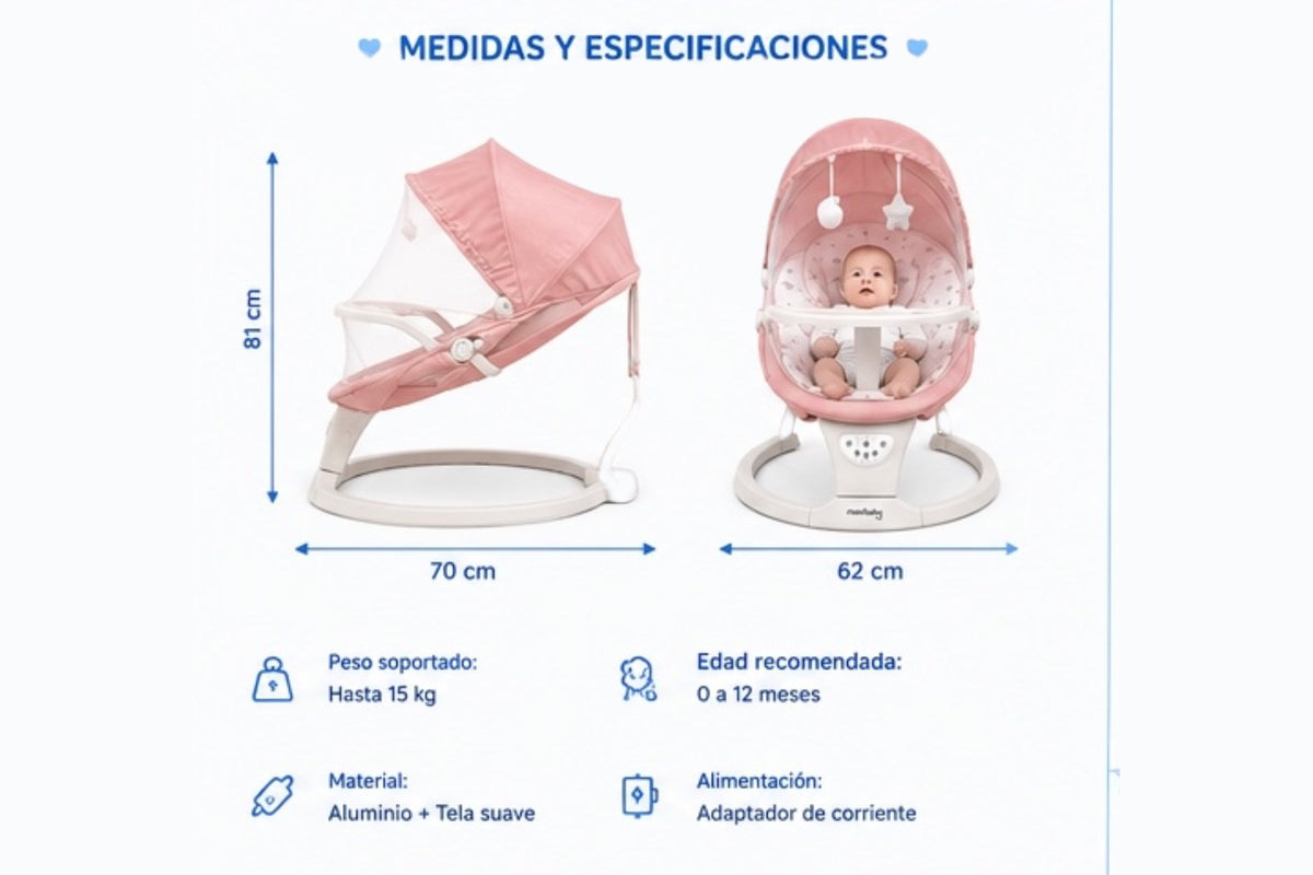 Mecedora Eléctrica para Bebé con Música y Temporizador - imagen 4