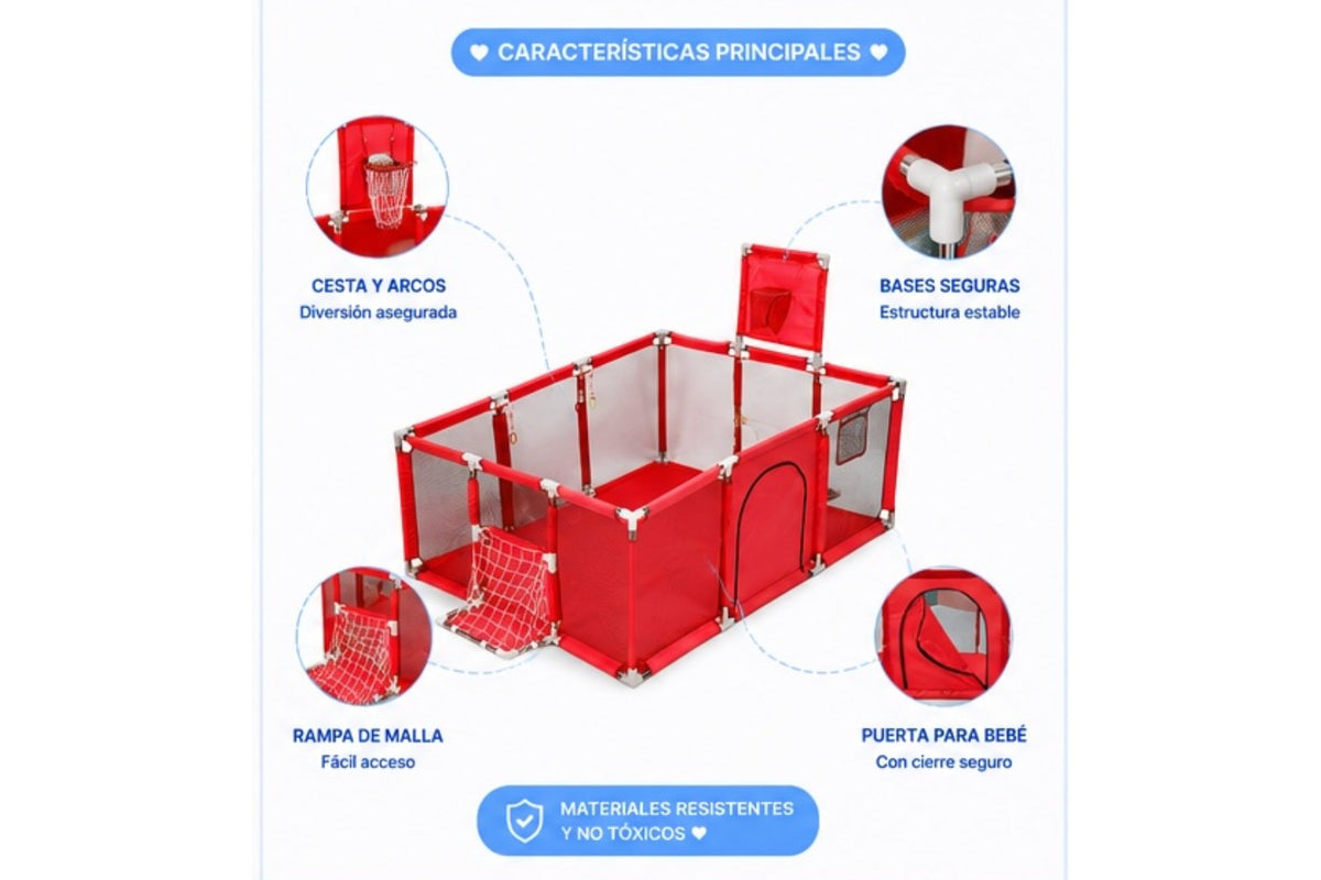 Corral de Juegos con 30 Pelotas y Canasta - imagen 2