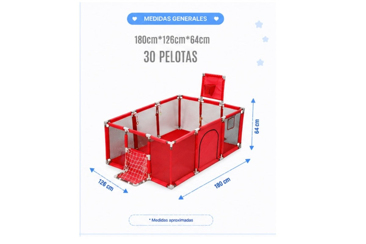 Corral de Juegos con 30 Pelotas y Canasta - imagen 3