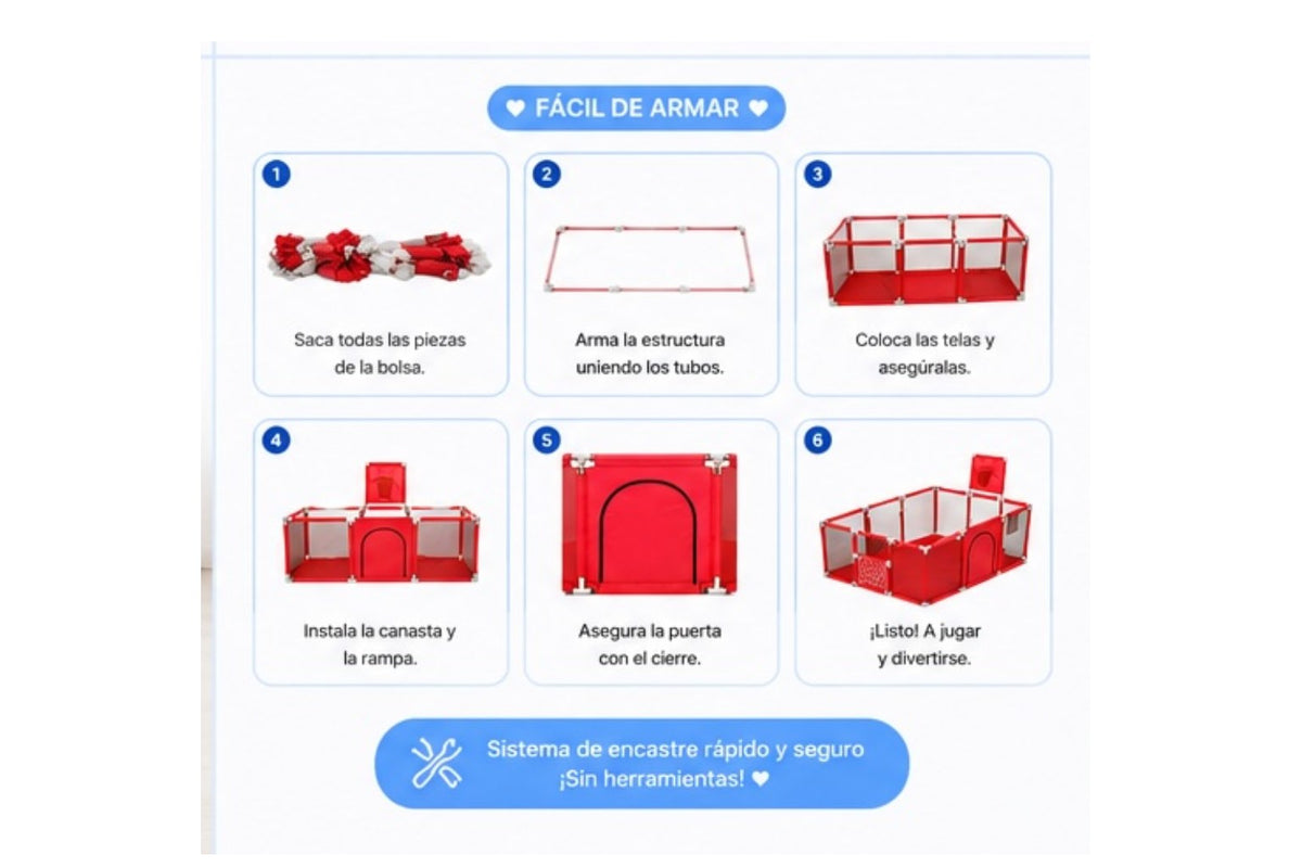 Corral de Juegos con 30 Pelotas y Canasta - imagen 4
