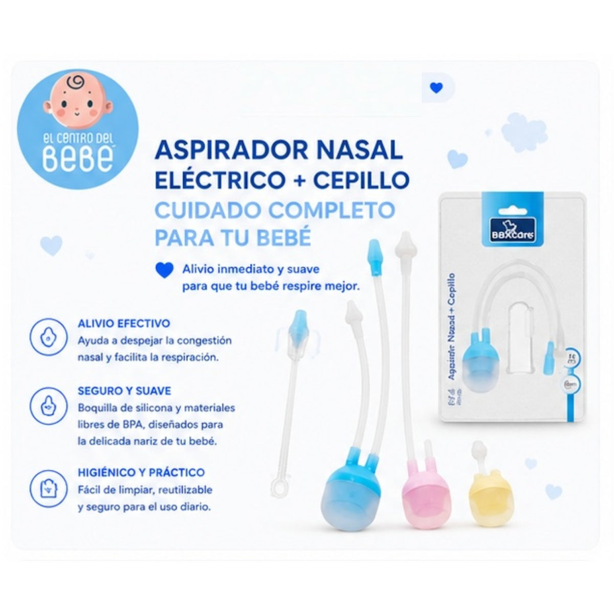 Aspirador Nasal Manual con Cepillo