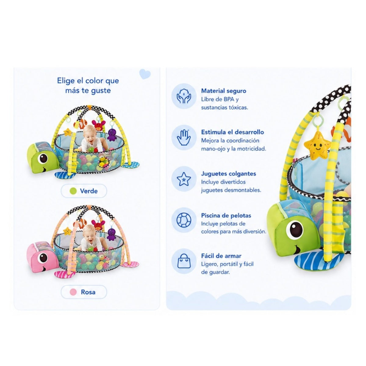 Gimnasio Baby Playmat Tortuga con Piscina de Pelotas - imagen 2