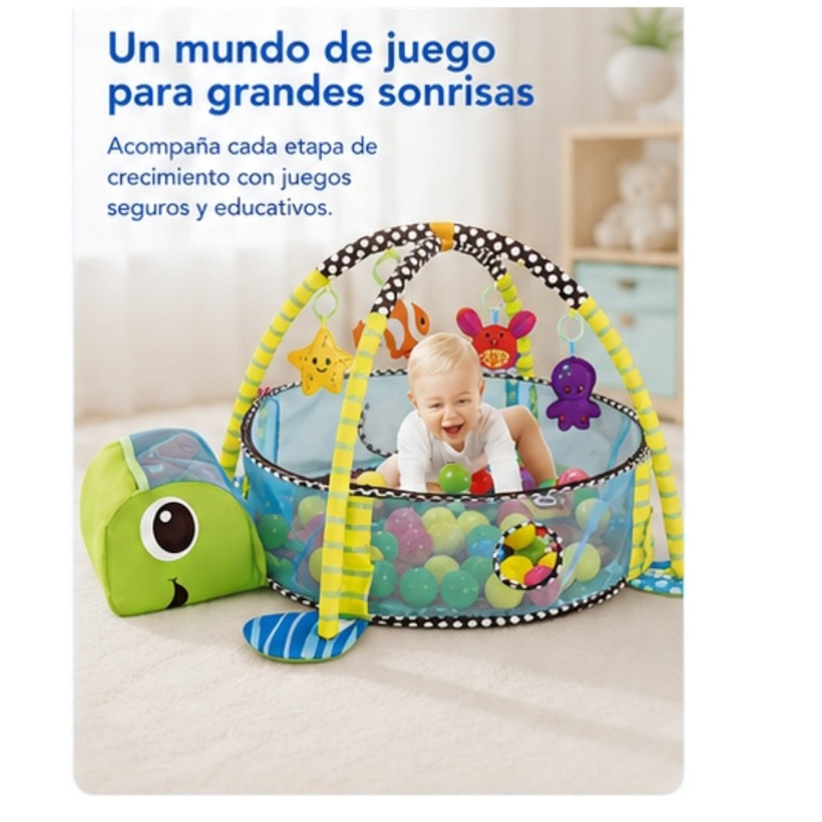 Gimnasio Baby Playmat Tortuga con Piscina de Pelotas - imagen 3