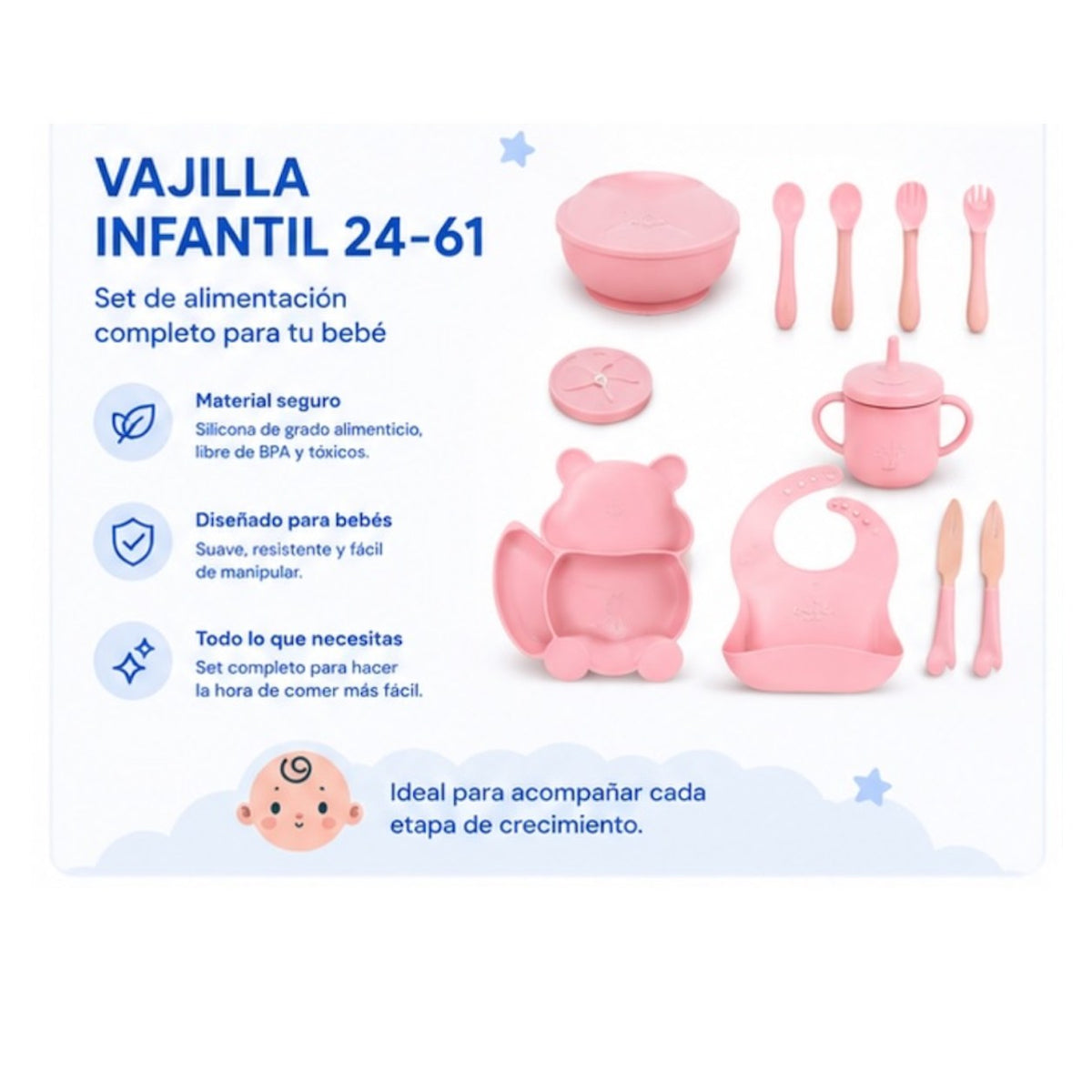 Vajilla Infantil de Silicona Set Completo