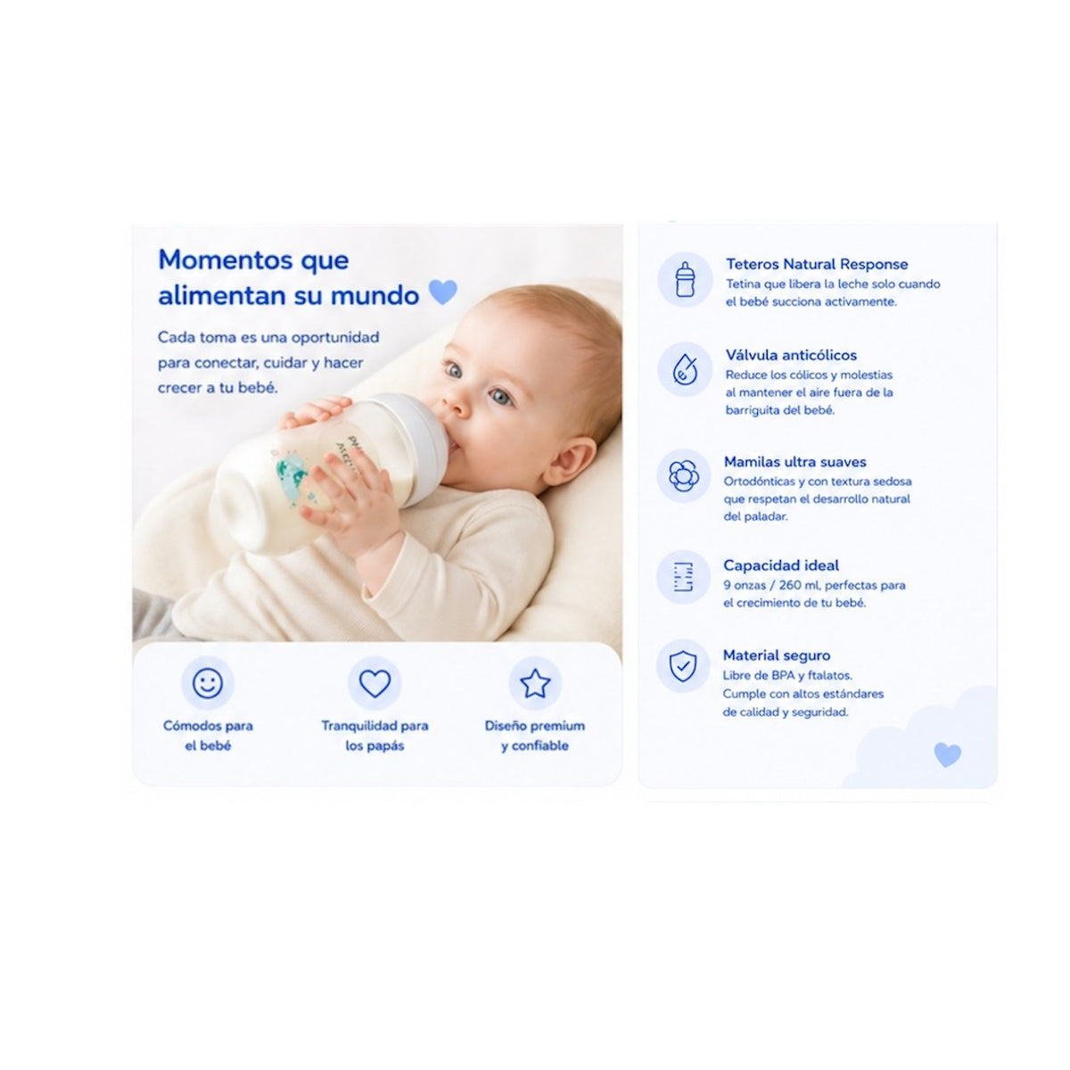 Set Philips Avent Natural Response: 2 Teteros 9 oz + 2 Chupos - imagen 2