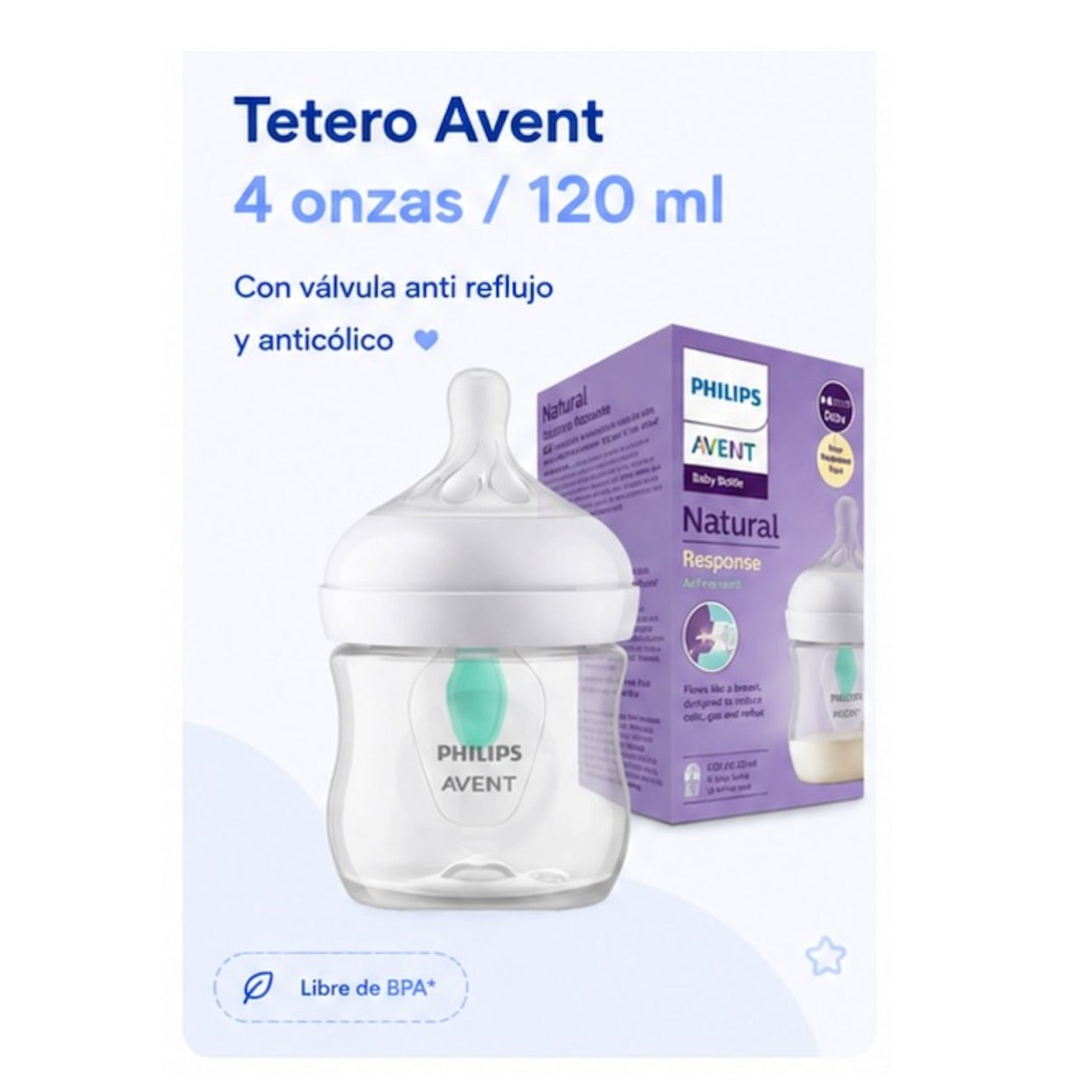 Tetero Philips Avent Natural Response AirFree 4 oz (120 ml)