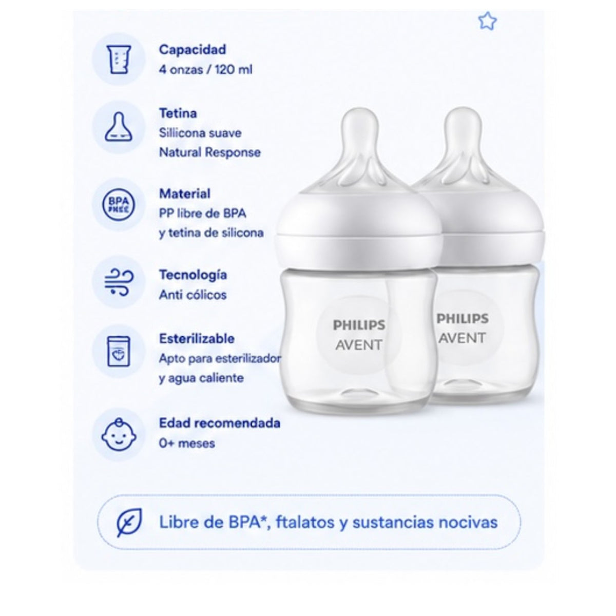 Set Philips Avent Natural Response 2 Teteros 4 oz (120 ml) - imagen 3