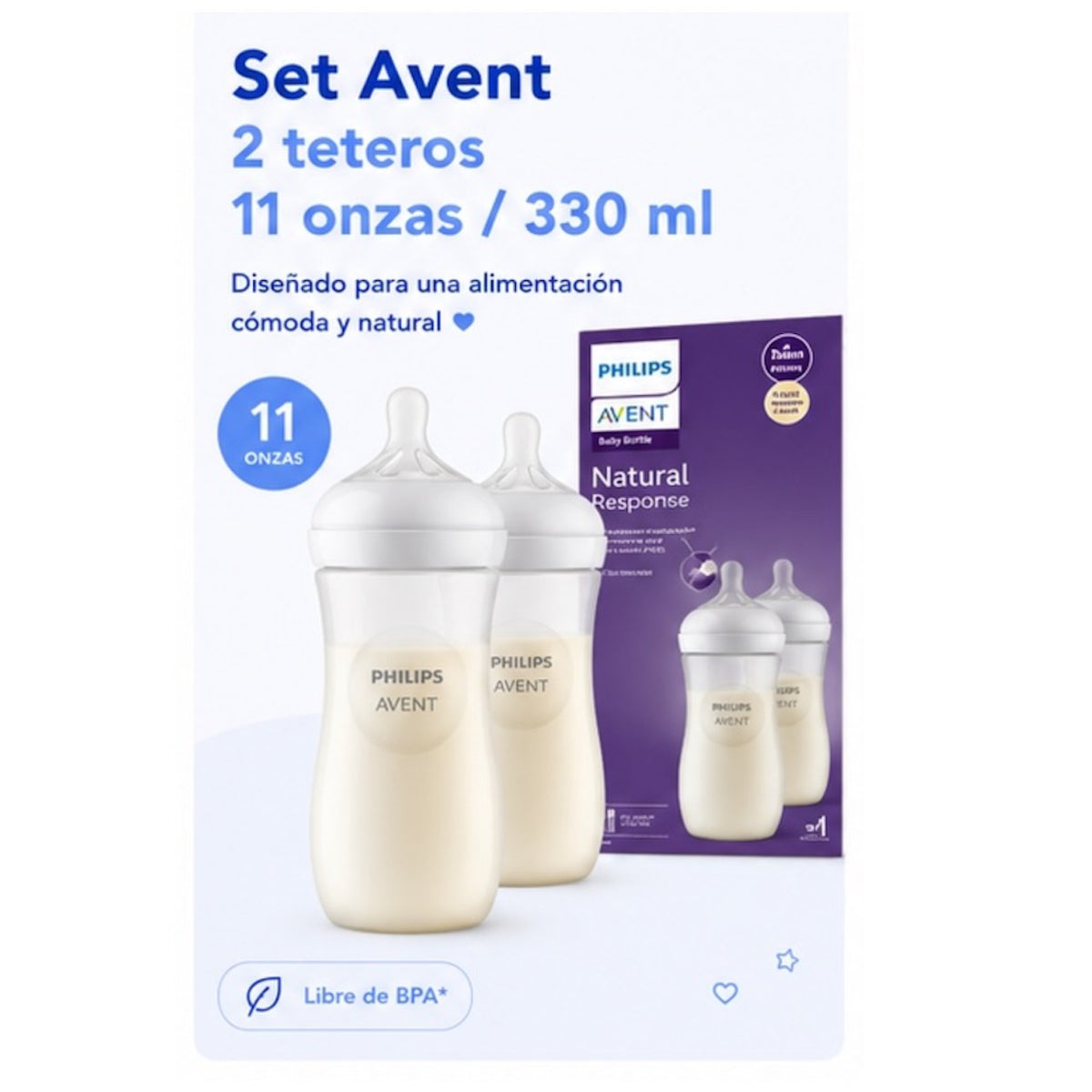 Set Philips Avent Natural Response 2 Teteros 11 oz (330 ml)