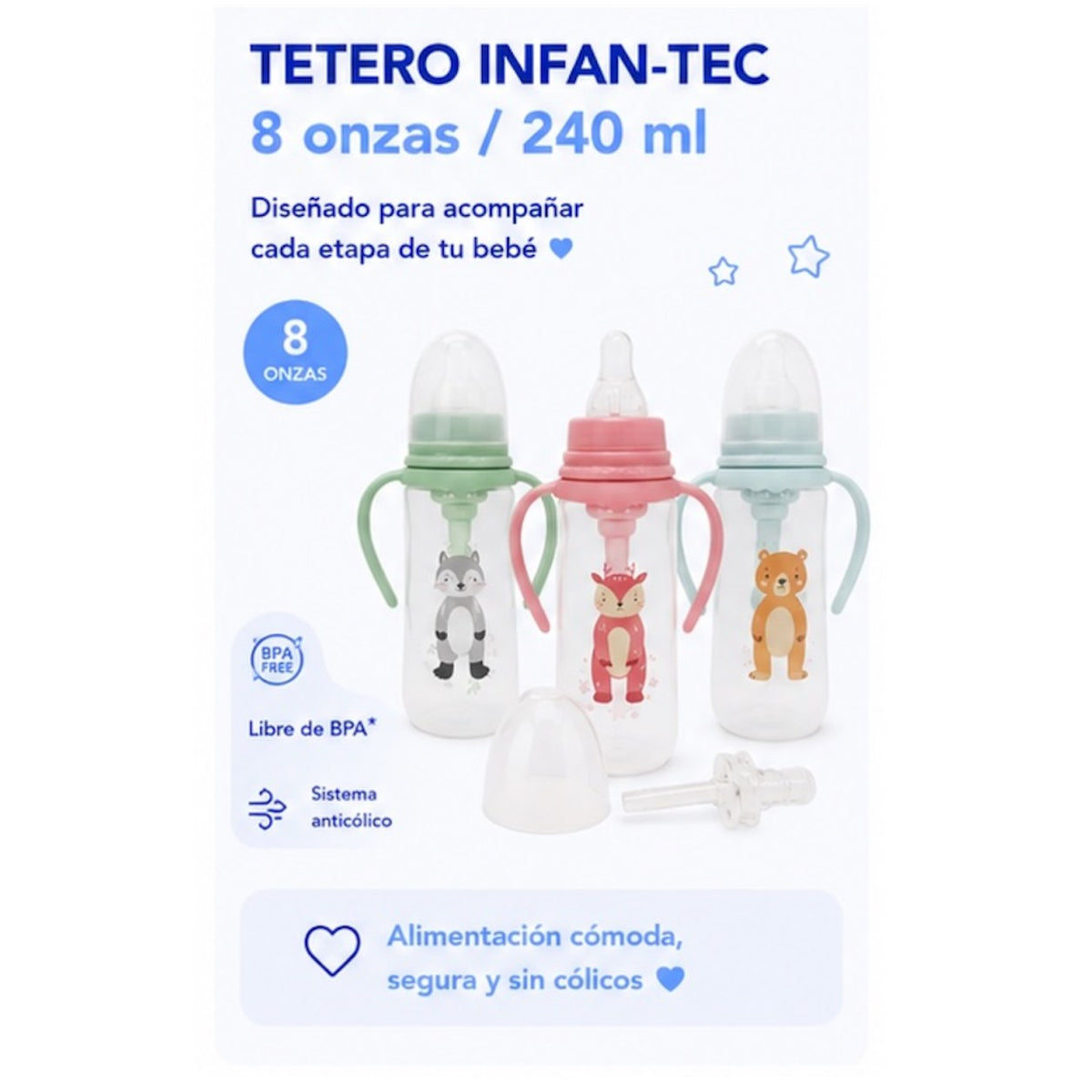 Tetero Infantec con Agarraderas 8 oz (240 ml)