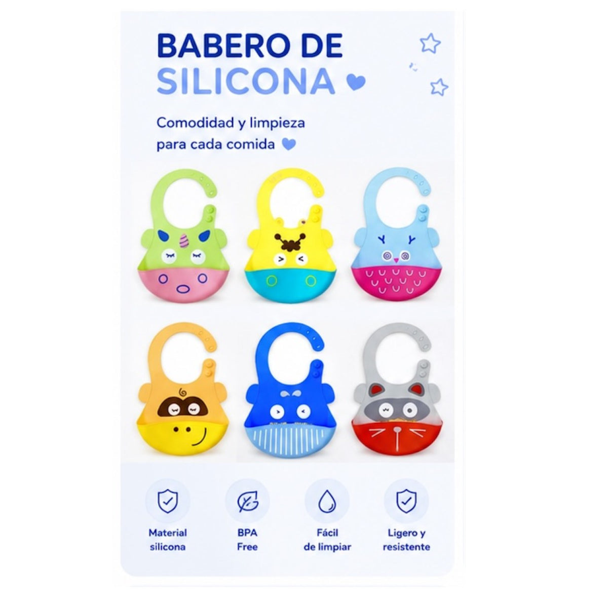 Babero de Silicona Animalitos